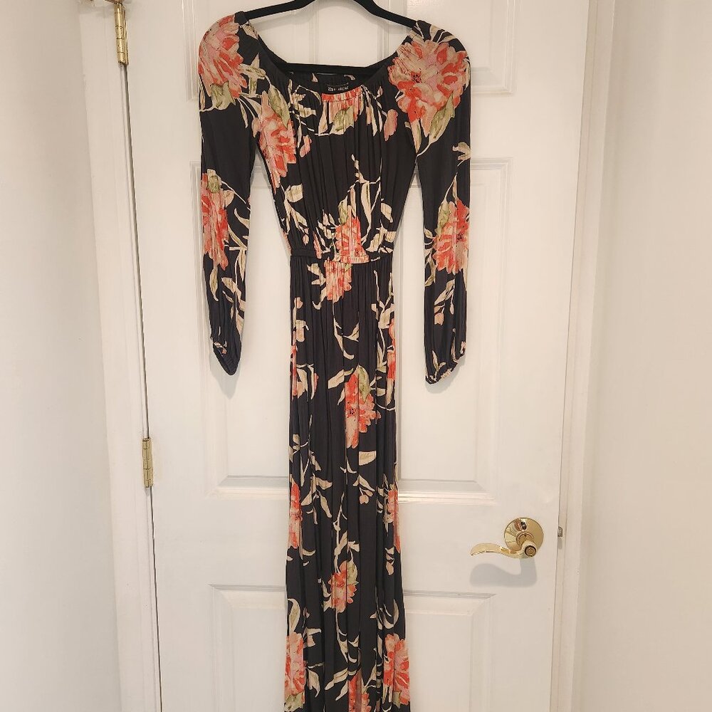 Billabong | Crystal Ball Washed Black Floral Maxi Dress | XS